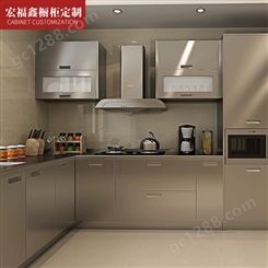 304不锈钢橱柜厨房 整体厨房吊柜 按米计价 家用储物灶台柜