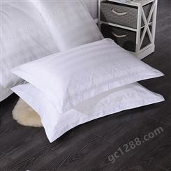 酒店宾馆全棉纯白加密缎条 白色纯棉枕头套 三公分普通床上用品