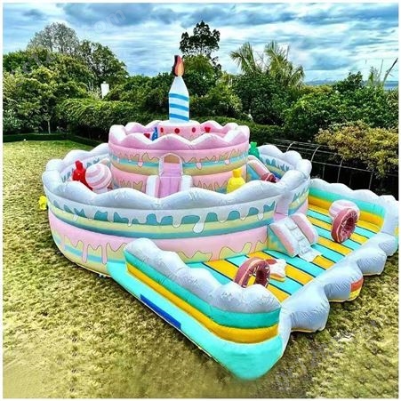 蛋糕充气城堡 儿童游乐设施 滑滑梯 大型蹦床玩具 亲子游玩